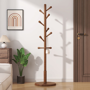 <span class=keywords><strong>Perchero</strong></span> de pie de madera maciza para dormitorio, uso doméstico, sala de estar, con barra <span class=keywords><strong>vertical</strong></span> simple y colgador para bolsos - Product Image 4