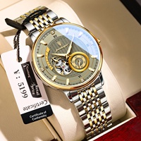 Montre mécanique automatique de luxe pour homme, OEM personnalisée, acier inoxydable, résistante à l'eau 30M, montre haut de gamme pour affaires, vente en gros d'usine