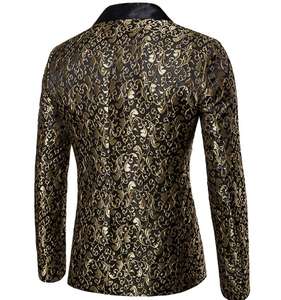 Alla moda nero rosso Jacquard abiti da ballo da uomo Slim Fit con risvolto da sposa smoking Blazer da smoking da sposo - Product Image 2