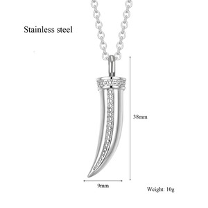 Collier de crémation classique en acier inoxydable avec pendentif en forme de cornes de loup pour cendres, bijou urne commémorative pour femmes et hommes - Product Image 6