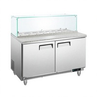 Réfrigérateur commercial à mode de refroidissement par air forcé, 2 portes, température unique, pour table de préparation de salades, comptoir de présentation de salades