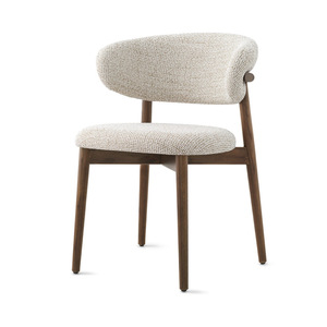 <span class=keywords><strong>Chaise</strong></span> de <span class=keywords><strong>salle</strong></span> à <span class=keywords><strong>manger</strong></span> rembourrée de style nordique moderne avec dossier incurvé, structure en bois massif, assise en tissu doux pour la maison, l'hôtel, le restaurant ZN 450 - Product Image 2
