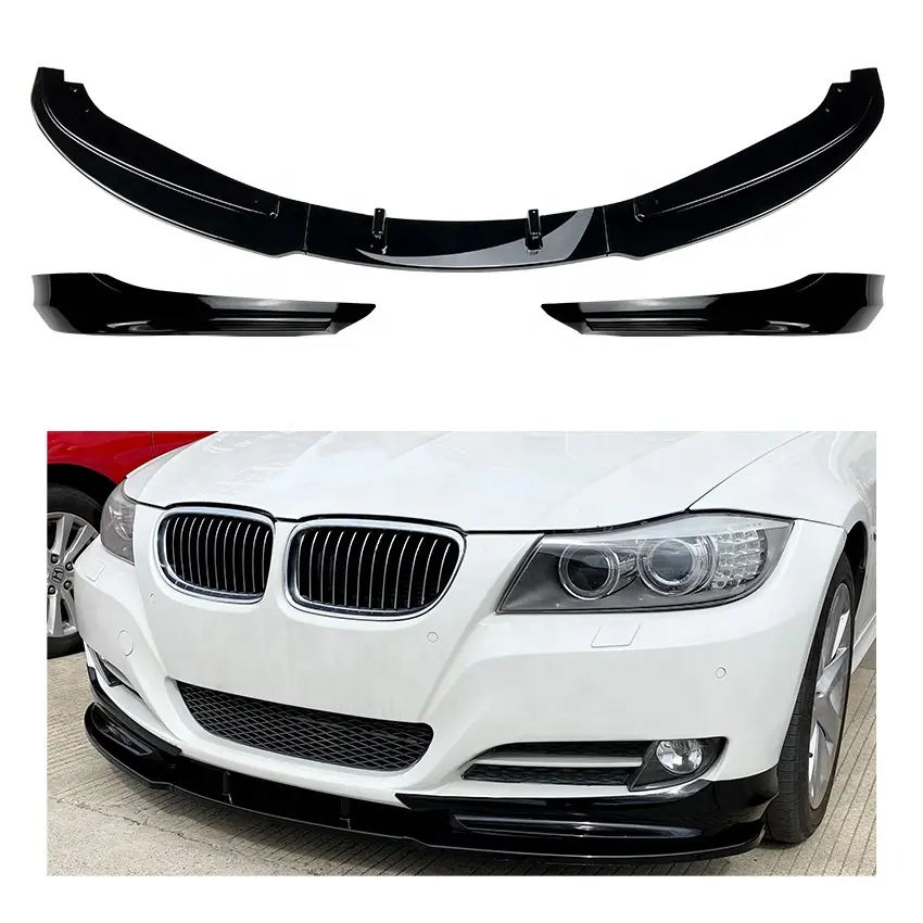 AMP-Z E90 paraurti anteriore Lip Splitter e bandiere laterali per BMW serie 3 E90 E91 320i 2009-2012 accessori Car Styling