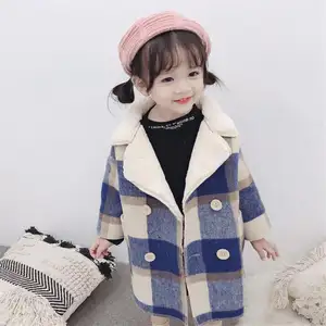 Jaqueta xadrez manga longa feminina, casaco para crianças
