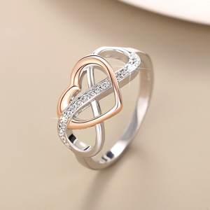 Anello con Design a Cuore Aperto e Infinito, Bicolore, per Donne - Product Image 6