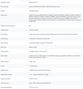 JGINYUE <span class=keywords><strong>Mini</strong></span>-<span class=keywords><strong>ITX</strong></span> B650I Night Devil AM5-Motherboard Unterstützt AMD Ryzen 7500F/7600X/7800 X3D/7900X/7950X <span class=keywords><strong>CPU</strong></span> DDR5 - Product Image 6