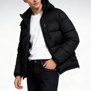 Doudoune matelassée personnalisée pour homme, avec capuche amovible, résistante à l'eau, idéale pour l'hiver et le streetwear – Modèle basique pour temps froid - Product Image 2