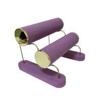 Présentoir à bijoux de haute qualité en métal et microfibre pour bracelets et montres, 2 niveaux, support de présentation pour bracelets