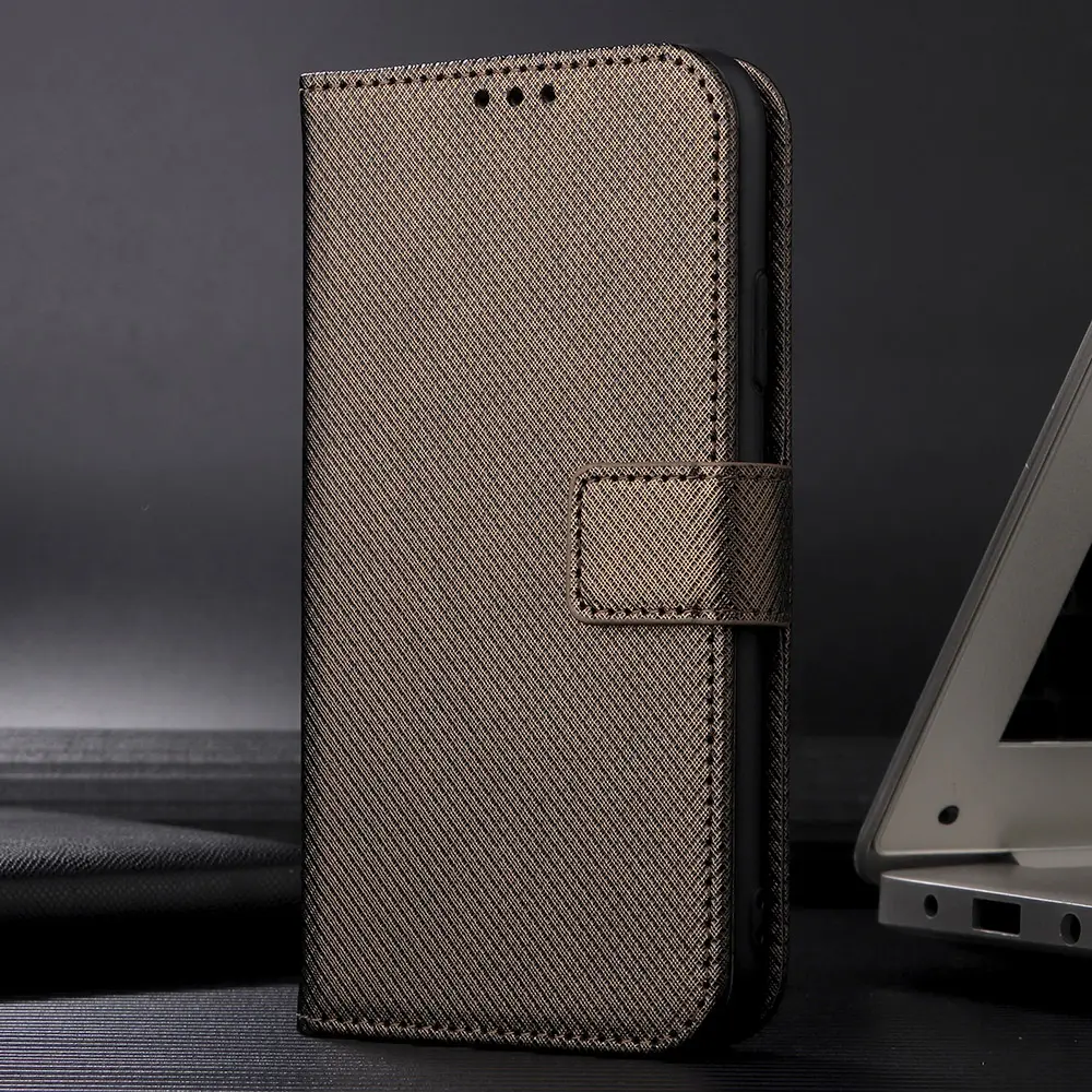 Diamond pattern PU leather phone case accessories for samsung s23 s24 card holder wrist strap Flip wallet back cover for google