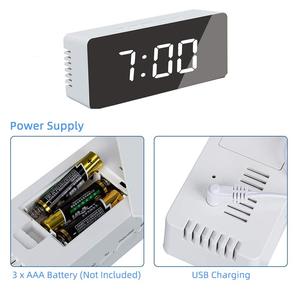 LED Multi-function Snooze Display White Time Table Alarm <b>Digital</b> <b>Clock</b> Modern Mirror Alarm <b>Clock</b> LED White Light Table Lamp - Product Image 3