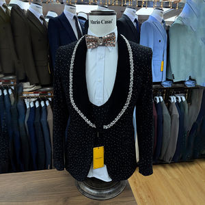 Traje Esmoquin de 3 Piezas <span class=keywords><strong>para</strong></span> Hombre de Corte Sencillo <span class=keywords><strong>para</strong></span> Cena Formal o Boda, Importación Italiana de Alta Calidad - Product Image 1