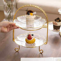 Présentoir à gâteaux en acrylique fait main avec dentelle, détachable, réglable en hauteur, à étages, style nordique, pour desserts de mariage