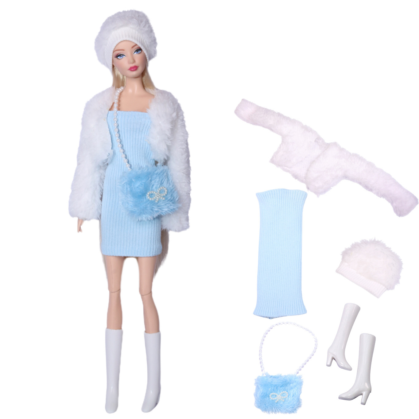 5-2-jupes chapeaux sacs chaussures-ensemble tenue-poupée non incluse