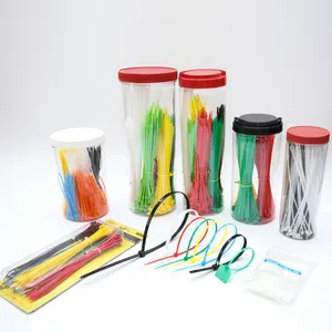 Marcador de fio à prova d'água com proteção UV para embalagem em frasco, caixa de plástico, logotipo colorido impresso, braçadeira de fio de gancho e laço