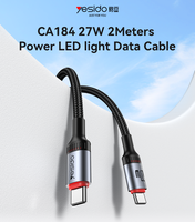 Yeisdo kabel Data lampu LED, kabel Data daya, kabel kepang 48 untai, Tipe C ke IP, pengisian cepat 2M 27W CA184