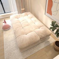 Canapé-lit nuage style nordique crème avec rangement, convertible en tissu, multifonctionnel, moderne et minimaliste pour petit appartement