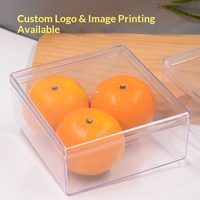 Boîte en acrylique transparente carrée de qualité alimentaire, taille personnalisable, avec couvercle supérieur et inférieur, pour emballage alimentaire et sushis