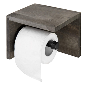 Parete di <span class=keywords><strong>Legno</strong></span> & Tubo di <span class=keywords><strong>Carta</strong></span> <span class=keywords><strong>Igienica</strong></span> Holder & Mensola, Grigio - Product Image 4