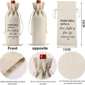 Bolsa de Regalo para Vino con Cordón, Diseño Rústico para Fiestas, Bolsa Personalizada con Patrón para Celebraciones - Product Image 4