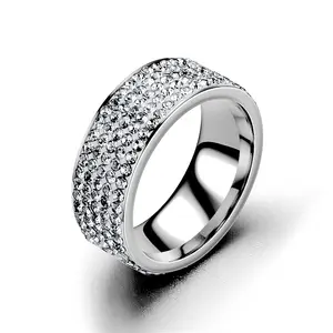 Gran oferta de moda, anillo de diamantes de 8mm, anillo de acero inoxidable de tendencia europea y americana, accesorios de moda, joyería, anillo de pareja