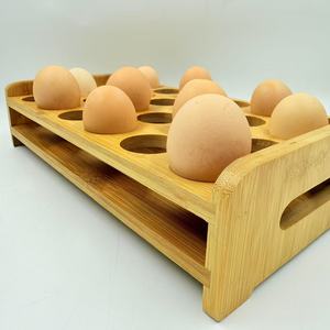 Estante de Bambú para Huevos 33.8x22.4x8cm con Divisiones para Conservación de Frescura, Uso en Cocina - Product Image 1