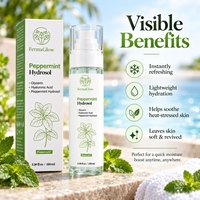 Hydrolat de menthe poivrée fermenté Glycérine HA Rafraîchissant Hydratant Contrôle du sébum Minimisation des pores Peau grasse Tonique visage en spray