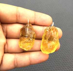 Colgante de plata de ley 92,5 de 2 piezas de la mejor calidad, piedra preciosa Natural limón de cuarzo, chapado en oro en bruto sin tratar para regalo - Product Image 3