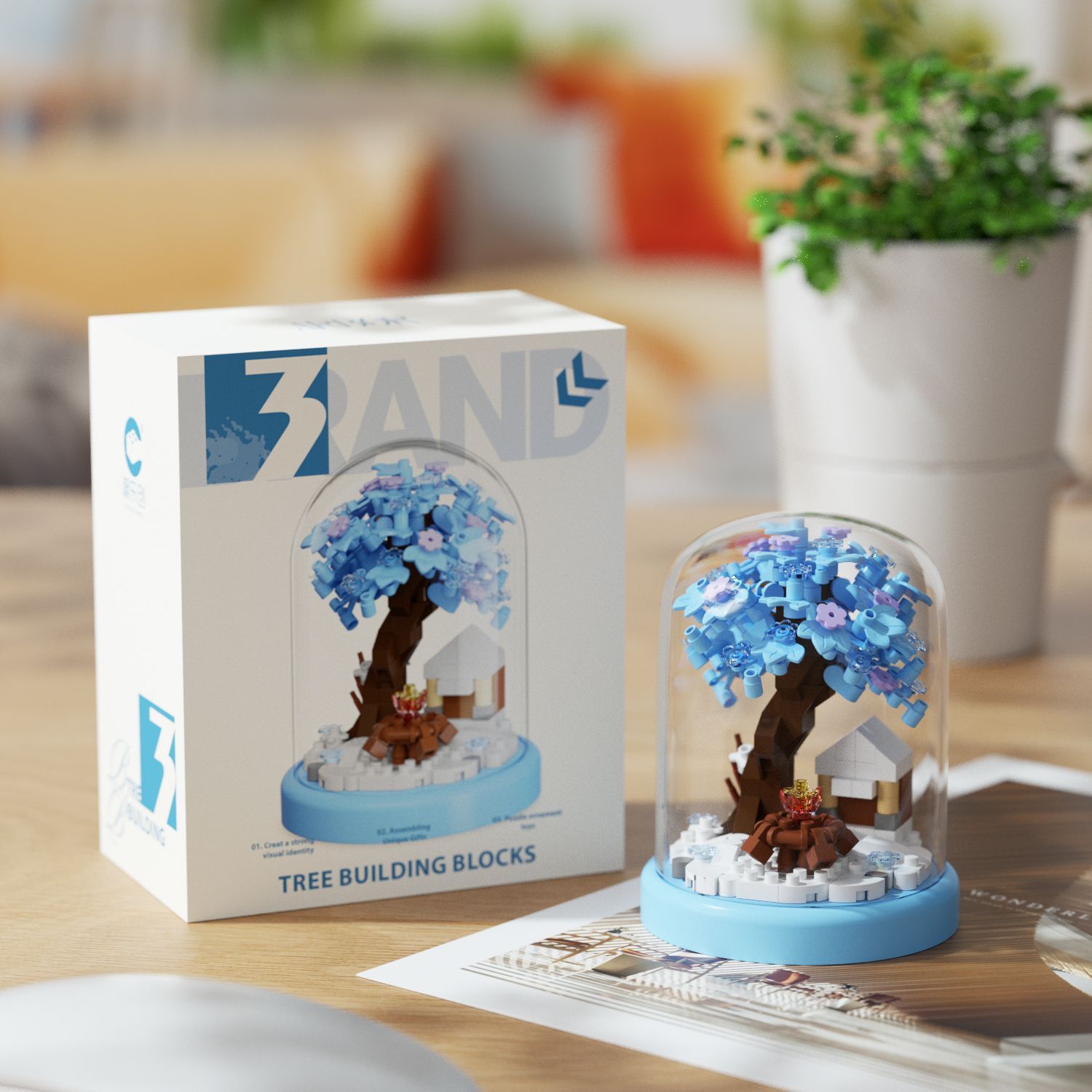 Winter snow tree house 278pcs+transparent dust cover-color box
