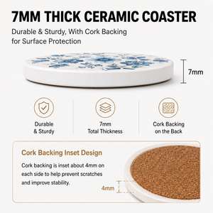 Custom Sublimation Ceramic <strong>Coasters</strong> Absorbent Performance Ceramic Stone <strong>Coaster</strong> <strong>Set</strong> With Cork Backing Pads - Product Image 4