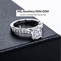 Anillo de Compromiso de Moissanita, 2cttw, Color D, Corte Redondo/Anillos de Plata de Ley 925 para Mujer, Regalo Elegante para Aniversario
