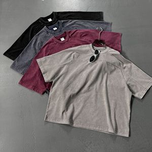 T-shirt streetwear homme surdimensionné à épaules tombantes, en coton épais délavé à l'acide, avec coutures à panneaux et effet vieilli, personnalisable avec logo - Product Image 3