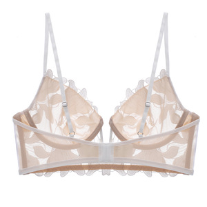 Conjunto de lencería sexy de encaje bordado para <span class=keywords><strong>mujer</strong></span>, sujetador push-up fino y bragas, lencería sexy con escote en V profundo para <span class=keywords><strong>mujer</strong></span> - Product Image 2