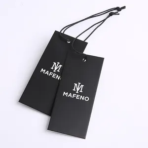 Etichette personalizzate in cartone nero etichette appese per vestiti etichetta altalena nome personalizzato stringhe annodate cartellino per cartellino per abbigliamento