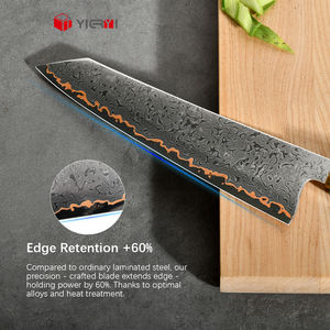 <span class=keywords><strong>Couteaux</strong></span> De Cuisine 55 Couches Cuivre Damas Couteau De Chef Japonais 8 "Moderne V10 Couteau De Chef De Cuisine En Acier Avec Manche En Laiton Résine - Product Image 2