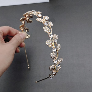 Nueva Diadema Original <span class=keywords><strong>de</strong></span> Diamantes, Estilo Retro Japonés Coreano, Corona <span class=keywords><strong>de</strong></span> Hojas Doradas Mori, para Novias y Espectáculos - Product Image 3