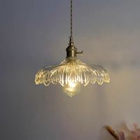 Lustre en verre et laiton nordique, style rétro japonais, chambre à coucher, salle à manger, comptoir de bar, café, salon de thé, luminaires simples
