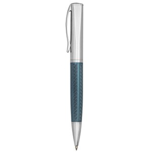 Penna a Sfera Cromata con Corpo in Metallo Blu e Meccanismo a Rotazione - Product Image 2