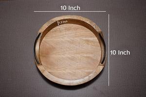Plateau rond en bois d'acacia de qualité naturelle pour servir des collations, des noix, des amuse-gueules, plat en bois pour les fêtes - Product Image 2