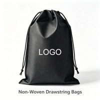 Pochette à cordon en PP non tissé recyclable, logo personnalisé imprimé, sac anti-poussière réutilisable pour le rangement des baskets, les voyages, la vente au détail et l'emballage cadeau