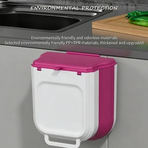 Poubelle de cuisine suspendue, poubelle pliable pour cuisine, poubelle murale pliable, petite poubelle, bac à compost pour la maison - Product Image 4