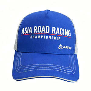 Custom 3D Embroidery Logo 5 Panel Cotton Mesh Cap a Frame Curved Brim Trucker <b>Hat</b> OEM BSCI Manufacturer <b>Wedding</b> <b>Navy</b> <b>Blue</b> - Product Image 2
