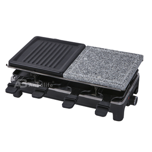 Anbo 2 en 1 <span class=keywords><strong>Raclette</strong></span> au fromage 1500W Grill <span class=keywords><strong>pour</strong></span> 8 personnes Barbecue électrique Grille d'intérieur carrée amovible antiadhésive et en pierre - Product Image 1