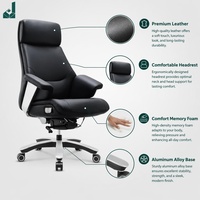 Fauteuil de Direction Inclinable en Cuir avec Appuie-tête Indépendant, Chaise Multifonction pour Bureau de Direction et Espace de Travail