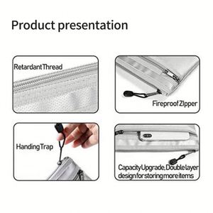 Double Zipper Fireproof <b>Document</b> <b>Bag</b> Money Passport and Credit Card Holder Filing Products - Product Image 6
