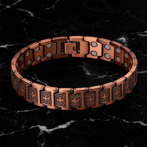 Bronze Cross Bracelet <b>Copper</b> Alloy Magnetic Geometric Unisex Fashion <b>Bangle</b> Gift Jewelry - Product Image 3