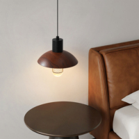 Lampu Gantung LED dengan Ketinggian yang Dapat Disesuaikan, Kabel 180Cm, Kayu Walnut
