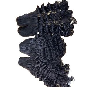 Extensions de cheveux humains à clipser, double épaisseur, bouclées, ondulées profondes, à pointe plate, en cheveux vierges naturels, provenant d'un seul donneur - Product Image 1