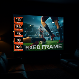 Pantalla de proyección fija de 110 pulgadas 16:9 4K Ultra HD de aluminio para montaje en pared para cine en casa - Product Image 2