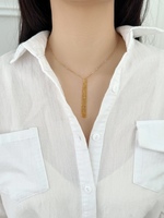 Collier pendentif chaîne à pampilles verticales en argent 925 plaqué or, bijou minimaliste délicat pour clavicule, cadeau pour femme
