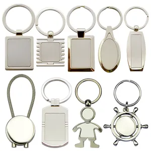 Business Gift Manufacture No Minimum Custom Double Logo Engraved Keyring Sublimation Metal Blank Keychain Key Chains